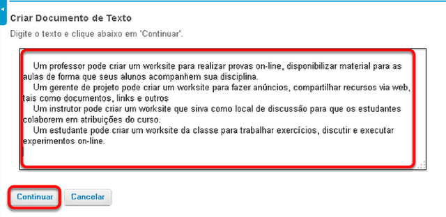 Como eu crio um documento de texto?